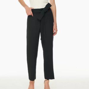 Black Aritzia Wilfred Tie-Front High-Waisted Belted Pants